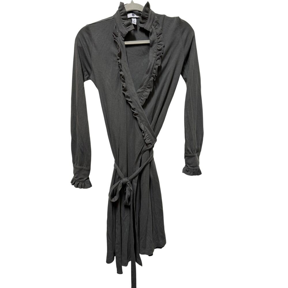 Gap Wrap Dress with Ruffle trim Gray Size XS